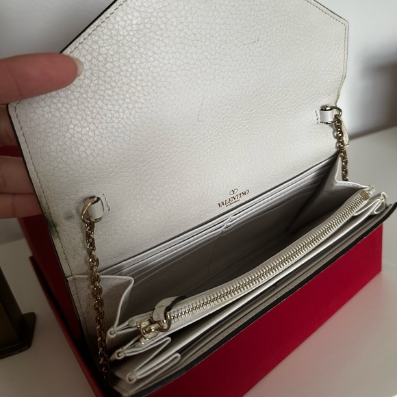 VALENTINO GARAVANI Rockstud Wallet On Chain White Full-Set - Picture 8 of 10